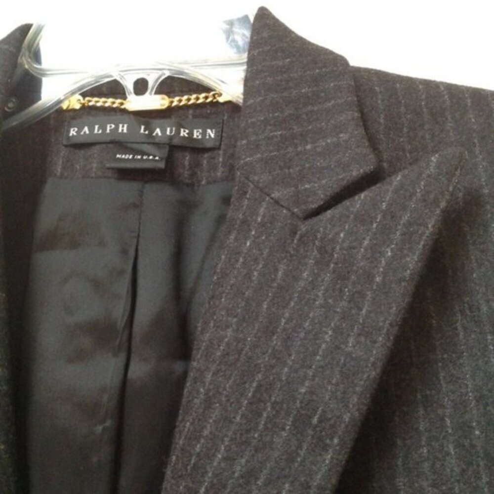 Ralph Lauren Black Label Wool‎ Blazer Vintage Womens 6 Button Front Pin Stripes - Picture 5 of 14